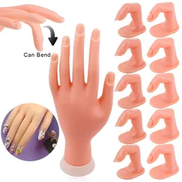 Praktyka gwoździowa wyświetlacz paznokci praktyka miękka plastikowa model Hand510pcs Fałszę paznokci Acryl UV Ręczny palec palec regulowany manicure narzędzie do treningu 230325