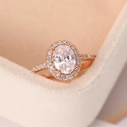 Anel de noivado de casamento de anéis de banda para mulheres Oval Crystal Moissanite Promise Ring Rose Gold Color Casamento Acessórios para Jóias Noivas OHR078 Z0327