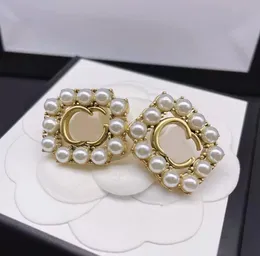 Moda kwadratowa perła stadniny kolczyki aretes orecchini materiał mosiężny 925 srebrna igła markowe designerskie kolczyki damskie wesele prezent biżuteria
