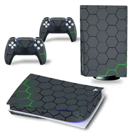 Konsoldekorationer för PS5 Disk Edition Carbon Fiber Skin Sticker Decal Cover och 2 Controllers 230327