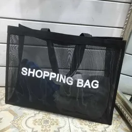 Beach Bags Mesh Shopping High Capacity Nylon Transparent Mall Yoga One Shoulder Portable 230327