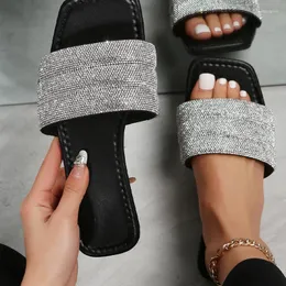 Slippers Женские платформы Flats Fashion Bling Shoes Summer 2023 Дизайнерские Slingback Комфортные шлепанцы Chaussures Femme