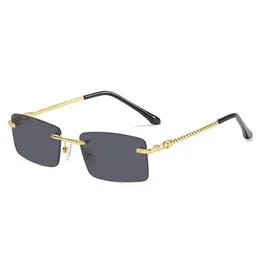 Lyxdesigner högkvalitativa solglasögon 20% rabatt på manlig stekt deg Twist Frameless Lady's Tide Frame Optical Frames Glasses.