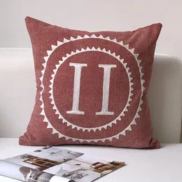 Classic Modern Simple Three-Dimensional Embroidered English Letters Pillow Cover Car Throw Pillowcase Wholesale Sofa Cushion without Pillow Core