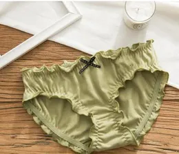 Women's Panties 10pcs/lot korean style woman cotton ruffles underwear female solid bowknot brief 230327