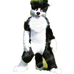 Rozmiar dorosłych długi futra Husky Fox Dog Mascot Costumes Cartoon Temat Fancy Dress High School Mascot Apparel