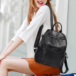 School Bags RanHuang Arrive 2023 Women's Genuine Leather Backpack High Quality Vintage Casual Black Shoulder Travel