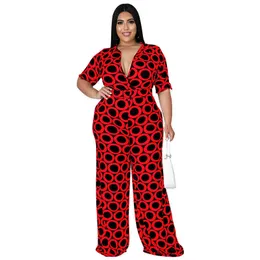 women's large 2024 Plus size fashion pantsuit fashion holiday casual printed multicolor Jumpsuit XL -5XL