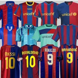 BARCELONAS Retro Soccer Jersey 96 97 03 04 05 06 07 08 09 10 11 14 15 Xavi Ronaldinho Rivaldo Guardiola Puyol Iniesta final Maillot de Foot 1899 1999 David Villa Messis Messis