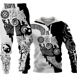 Män och kvinnor 3D -tryckt skog Wolf Style Casual Clothing Wolf Fashion Sweatshirt Hoodies and Trousers tränar Suit 0003