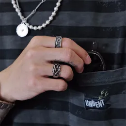 Виноградная плетена титановое стальное кольцо маленькое ретро -дизайн холодный указатель пары пальцев мужчин/женщины мода хип -хоп -улицы аксессуары