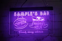 TR3493 LED-Streifenlichter-Schild „Bar Open Happy Hour Friends Always Welcome“ 3D-Gravur Kostenloses Design Großhandel Einzelhandel