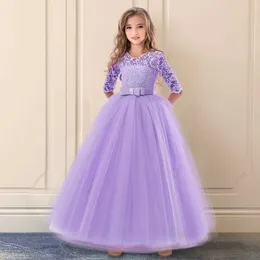 Girl's Dresses Girls Ceremony Dress for Wedding and Party Gown Utsökt nattvardsgång Luxury Princess Dress Elegant Lace Girls New Year Costume