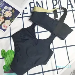 Frauen Onepiece Bademode Pads Bikini Set Push Up Schultergurt Buchstaben Badeanzug Badeanzug Badeanzug Schwarz Color3848692 01