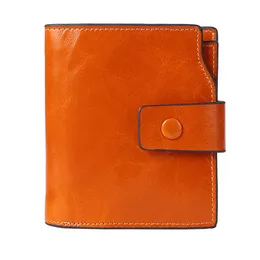 Wallets 2019 NEW 100% Genuine cow Leather Bil-fold short wallet women Fine quality oil waxed cow leather Hasp short wallet fashion G230327