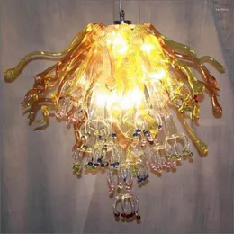 Chandeliers Spanish Multicolor Mini Size Art Glass Chandelier Lighting LED Blown El Foyer