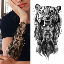 300PCS Lion Men Wodoodporne Tatto Tatto naklejki ręka ręka Ręka Cool Art Black Transfer zegar tymczasowe tatuaże