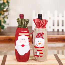 Set di stoviglie Borsa per bottiglie di vino rosso Natale Gioiosa copertina di champagne Borse con motivo a pupazzo di neve Pacchetto di bevande portatili Festival Innovativo