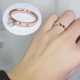 Band Ringe Liebe Schmuck Titanuim Stahl Rose Gold Farbe Ring Kristall Ring Für Frauen Paar Finger Ringe Hochzeit Size59 R008 Z0327