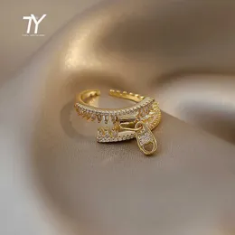 Кольца с кольцами дизайн смысл застежка молнии циркона золотой цвет открытия колец Neo Goth Fashion Jewelry Jewelry Wedding Set Accessories для Womans 2022 G230327