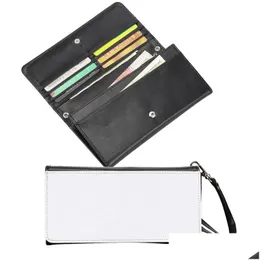 Sublimation Blanks Wallet Blank Fashion Ladies Leather Clutch Wallets Large Capacity Secure Buckle Wristlet Bag D Dhwux