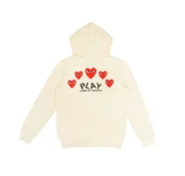 Projektant męski blumie com des garcons zagraj czarną bluzę CDG Red Heart Hoodie Rozmiar S19