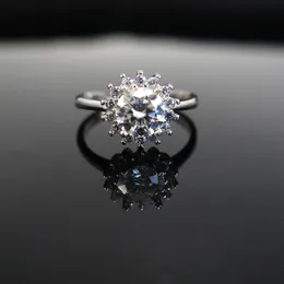 REAL 1 karat Moissanite vigselring för kvinnor 925 Sterling Silver Round Brilliant Lab Diamond Engagement Rings Gift