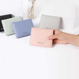 Wallets MOONBIFFY Women Short Slim Wallets Zipper Solid Color Coin Purse Soft Leather Ladies Photo Card Holder Purse Female Wallet G230327