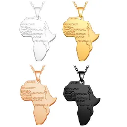 Naszyjniki wiszące transgraniczne dostawę e-commerce Titanium stal stalowa afrykańska afrykańska mapa modelowanie Naszyjnik spersonalizowany litera hip-hopowa zawieszka
