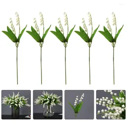 Dekorativa blommor Flower Artificial Fake Wedding Orchid Bouquet Faux Dancing Chime Wind Lily Valley May Holding White Phalaenopsis