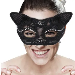 Party Masks Adult Mask Makeup Costume Props Lace Female Animal Mask Halloween Party Dressing Supplies Masquerade Animal Mask 230327