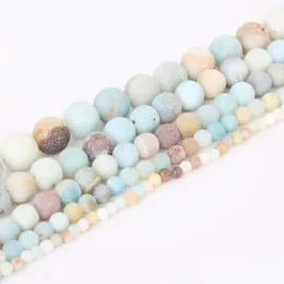 Stone 8Mm Matt Natural Amazonite Beads Bracelet Necklace Forest Loose Round For Jewelry Making 4Mm 6Mm 10Mm 12Mm Drop Dh9O2