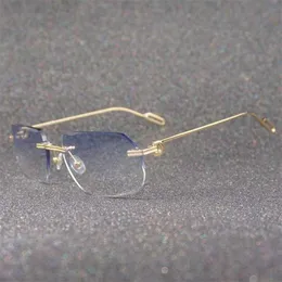 Lyxdesigner högkvalitativa solglasögon 20% rabatt på Rimless Retro Shades Vintage Women Clear Gafas Glasses Frame Rave Festival