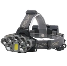 8 LED T6 Brightest Headlamp USB充電式18650バッテリーコブヘッドライトヘッドトーチ充填キャンプ用のスーパーブライトヘッドランプ