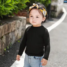 T-Shirts Kinder Langarmshirt Koreanisches Baby Slim Casual Tops Jungen Mädchen Basis T-Shirt Candy Color Kleinkind Mädchen Kleidung Alter 1 2 3 4 5 Jahre 230327