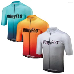 Jackets de corrida 2023 Pro Team Morvelo Summer Jerseys Bike Shirt Men's Cycling Jersey Ciclismo Bicicleta Tops Maillot Breathable