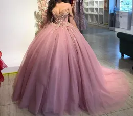 Quinceanera Dresses Princess Sexy V-NeckAppliques Tulle Plus Size Sweet 16 Debutante Birthday Vestidos DE 15 ANOS 73