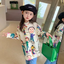 Kids Shirts Girls Cute Cartoon Blouse Casual Spring Autumn Fashion Long Top 37Y Allmatch Clothes Children Costumes 230327
