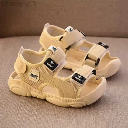 Sandaler 2022 Summer Children skor pojkar mjuka sulor strandskor manlig baby baotou anti-kick barn sandaler princepard sommar sandaler w0327