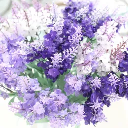 Decorative Flowers 10 Heads Artificial Silk Lavender Branch Simulation Bouquet Flower Fake Wall Wedding