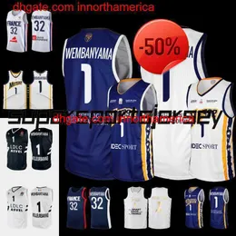 Yeni 1 Victor Wembanyama France Basketbol 32 Jersey Fransız Basketbol Metropolitans 92 #1 Mor Jersey Forma Erkekler