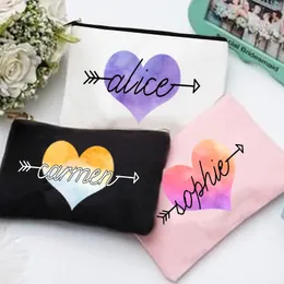 Cosmetic Bags Personalized Custom Name DIY Wedding Party Makeup Case Zipper Toiletries Pouches Bridesmaid Valentine Gift For Her