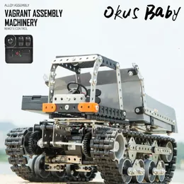 RC Robot 2.4G 10ch Tracked Dump Truck DIY Rostfritt stål Assemble Forklift Bulldozer Crane Vehicle Metal Car Model Kid Gifts 230327