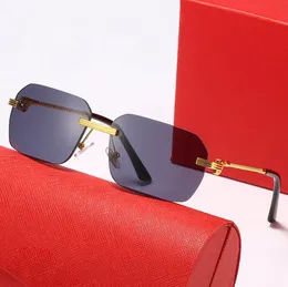 Accesorios de moda Nuevas gafas de sol sin marco Kajia para hombres y mujeres Gafas de sol Europa y América Gafas ópticas de pierna Fried Dough Twists de metal de alta calidad