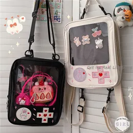 School Bags Cute Clear Kawaii Ita Backpack Pin Dispaly Transparent Rucksack Women Shoulder Bunny Girls Japanese Lolita H225 230317