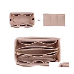 Förvaringspåsar filt Make Up Organizer för Travel Inner Purse Portable Cosmetic Bag med dragkedja Makeup Handväska toalettartiklar Never Fl Drop D DH3NP