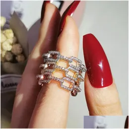 Jewelry Choucong Rings Simple Fashion 925 Sterling Sier Rose Gold Fill Pave White Sapphire Cz Diamond Party Gemstones Women Dhmf4