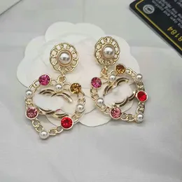 고급 브랜드 디자이너 Sweet Heart Drop Earings for Women Girl Gold Color Metal Love Heart 매달려 달린 귀걸이 패션 빈티지 보석