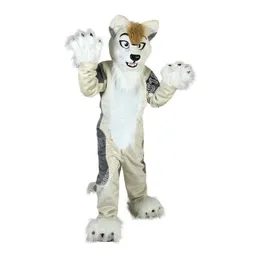 Vendite calde Grey Fox Dog Dog Husky Mascotte Costume Top Cartoon Anime Tema Carattere Carnevale UNISEX ADULTI DI COMPLETO COMPLETTO COMPLETTO COMPLEANNO CAPPEGNO OUTFIT