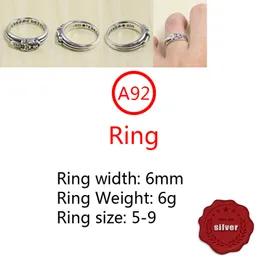 A92 S925 Sterling Silver Ring Fashion Retro Personality Holy Sword Set Diamond Hip Hop Letter Net Red Versatile Punk Style Jewelry Gift for Lovers